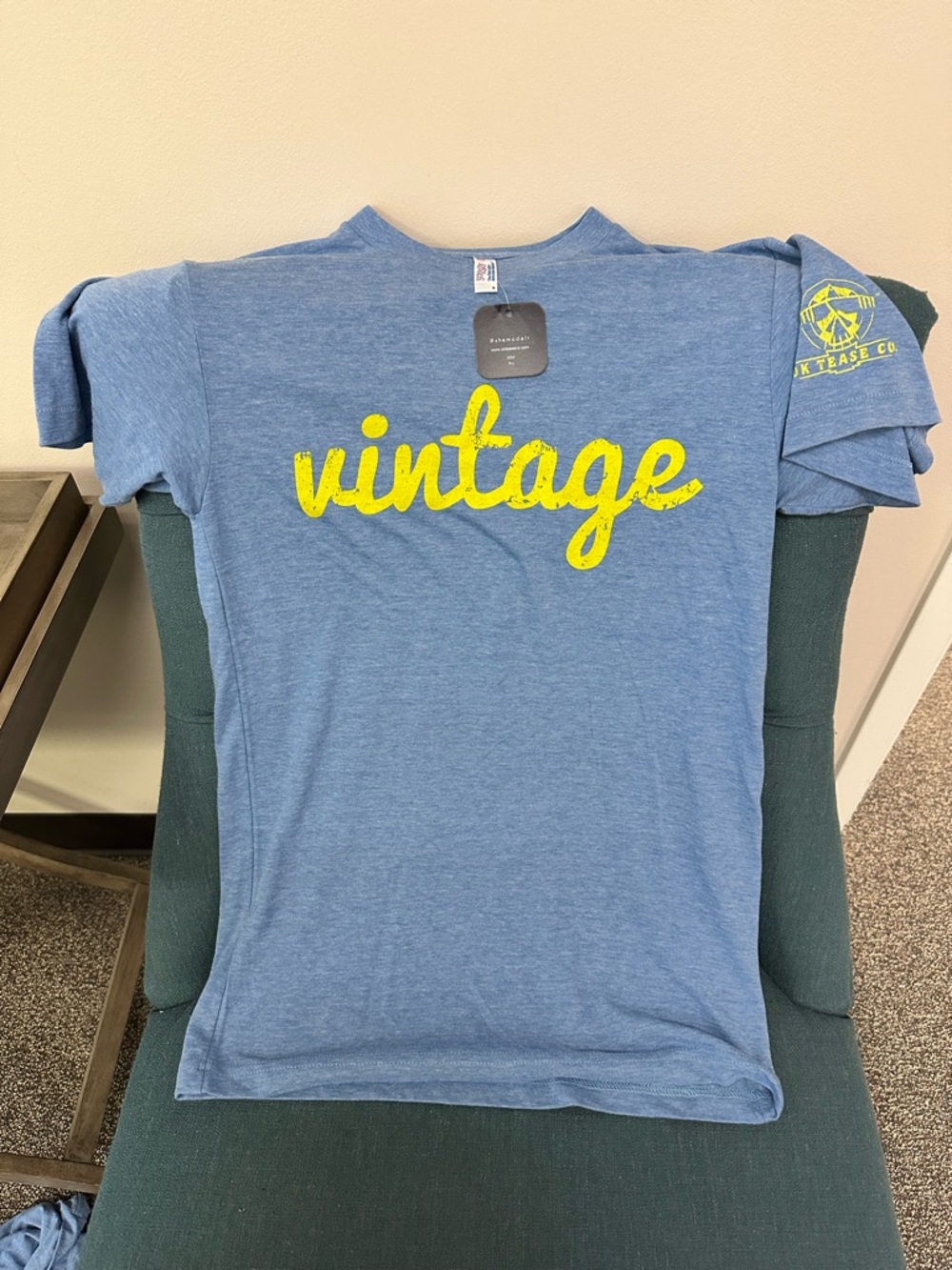 Vintage Graphic Kids Tee - Blue with Yellow Print